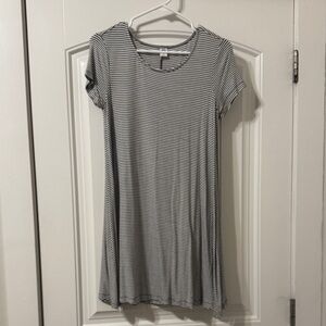 Old Navy Black and White Striped T-shirt A-line Dress